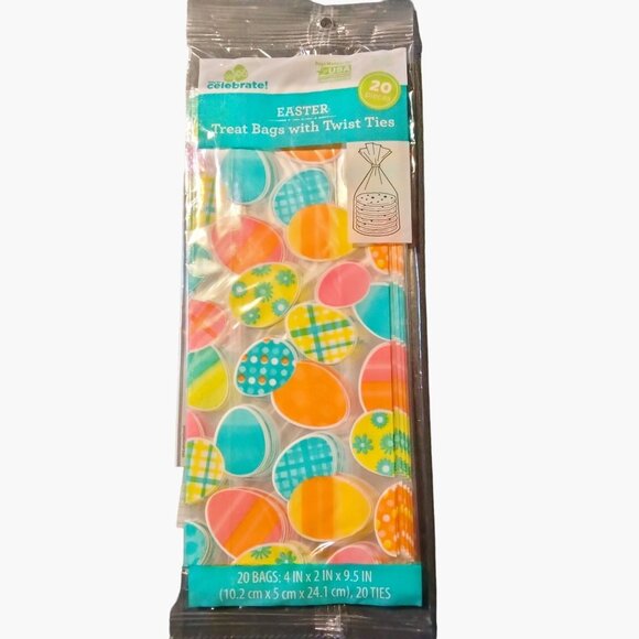Way to Celebrate Easter Egg Treat Bags 20 Twist Ties Cookie Lot 2 - Picture 3 of 9